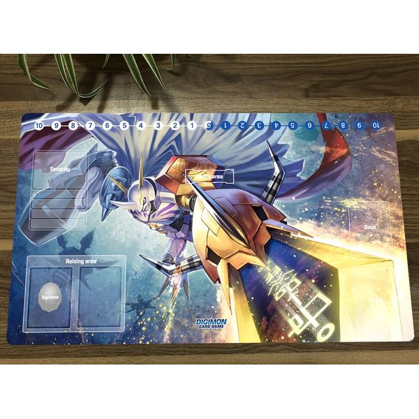 New Mlikemat Anime Digimon Playmat Omegamon Trading Card Game DTCG Mat Play Pad with Card Zones + Free Bag