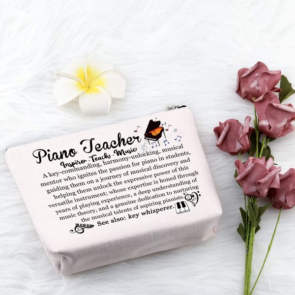 PXTIDY Piano Teacher Definition Makeup Bag New Piano Teacher Gift Music Teacher Makeup Bag Piano Teacher Survival Kit, beige, Einheitsgröße, Make-up-Tasche