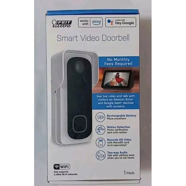 Feit Electric Smart Video Doorbell Voice Control Motion Detection 2-Way Audio