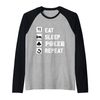 Eat Sleep Poker Repeat Playing Cards Game Holdem Player Raglan Baseball Tee