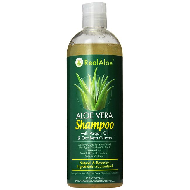 Real Aloe Aloe Vera Hair Shampoo with Argan Oil & Oat Beta, 16 Oz