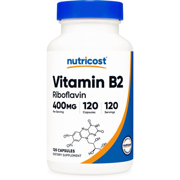 Nutricost Vitamin B2 (Riboflavin) 400mg, 120 Capsules - Gluten Free, Non-GMO, Energy Boost, Premium Quality