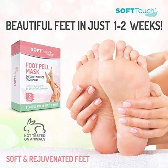 Foot Peel Mask, 2 Pack of Peeling Booties, Natural Foot Care Exfoliating Treatment Repairs Cracked Heels, Calluses & Removes Dead, Dry Skin for Baby Soft Touch Feet