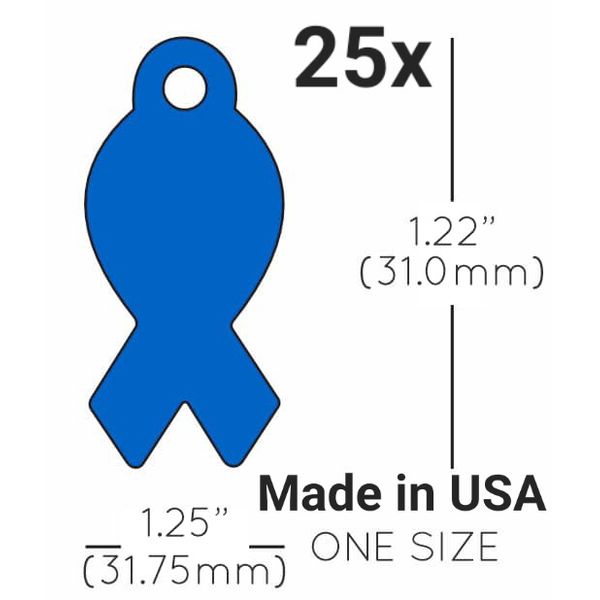 25x Anodized Aluminum Pet ID Tag Blank Ribbon Blue Made in USA (Lead Free)