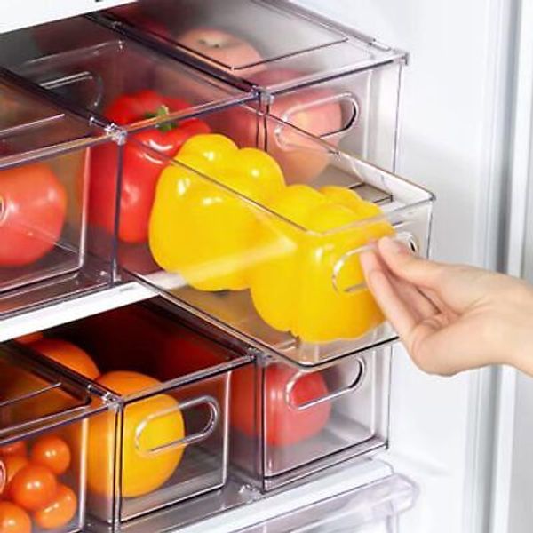 LALASTAR 2 Pack Fridge Organizer with Pull-out Drawer, Stackable 3.17QTx2