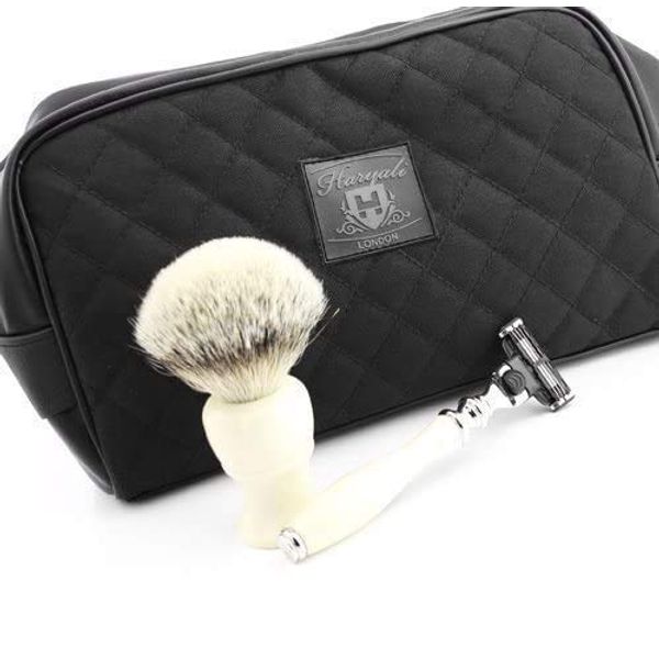 Haryali London 3 Edge Razor With Silver Tip Badger Hair Shaving Brush Perfect Shaving Kit For Mens