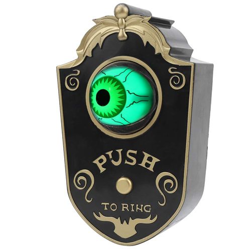 Zerone Halloween OneEyed Doorbell Eyeball Decoration Open Eye, Scary Sound, Easy Hanging for Teasing or Frightening Battery Powered (P018 one-Eyed doorbell Black)