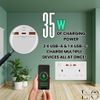 Double Socket with USB | Type-C + USB-A | 35W Super-Fast Charge | White Screwless Wall Outlet 13A