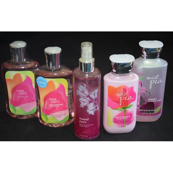 Bath & Body Works Sweet Pea Shimmer Body Mist Shower Gel Lotion Bubble Bath US3