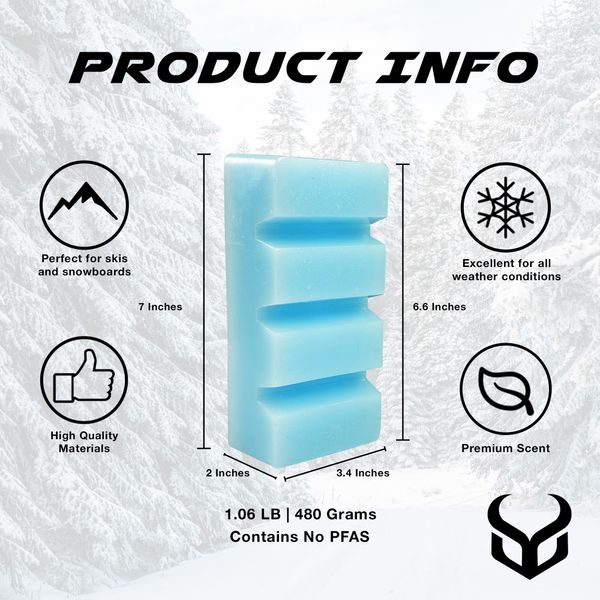 Demon Hyper Ski and Snowboard Wax -Universal Blend for Any Season and Snow Conditions- 1.06 LB/ 480 gm Block- Made in USA- No PFAS