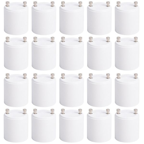 20 Pcs GU24 to E26 E27 Adapter 2 Pin Fire Resistant Converter Light Bulb Socket
