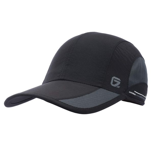 GADIEMKENSD Running hat Quick Dry Sport Cap Lightweight Breathable Unstructured Soft Baseball Cap for Men and Womens Dark Black