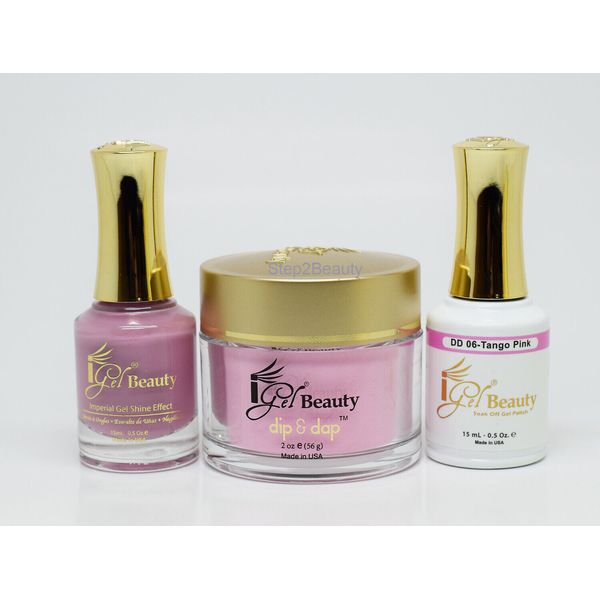 Igel Dip & Dap Matching Trio GEL + LACQUER + DIP POWDER - 06 TANGO PINK
