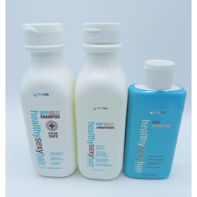 HEATHY SEXY HAIR SOYMILK SHAMPOO & CONDITIONER 13.5 oz & SOY SMOOTHIE LOTION 6.8