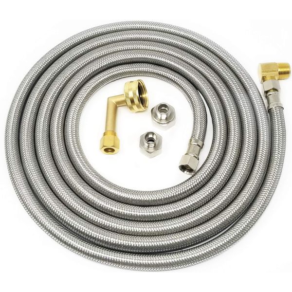 Dishwasher Hose Installation Kit - Premium Stainless Steel - Burst Proof Water Supply Line with 3/8" Compression Connections from Kelaro