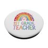 1st Grade Teacher Crew Team Vibes Rainbow Design PopSockets Adhesive PopGrip