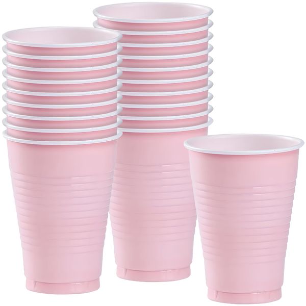 Pink Solid Color Plastic Party Cup (12 Oz.) 20 Count - Premium Quality and Durable, Perfect for Any Celebration