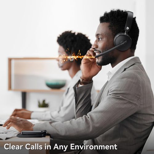 Dytole Wireless Headset with Mic for Work-Bluetooth 5.3 Headset with Noise Cancelling, Wireless Headsets with 65Hrs Battery & 10Min Fast Charge, Smart Dock with Digital Display for PC/Computer/Teams
