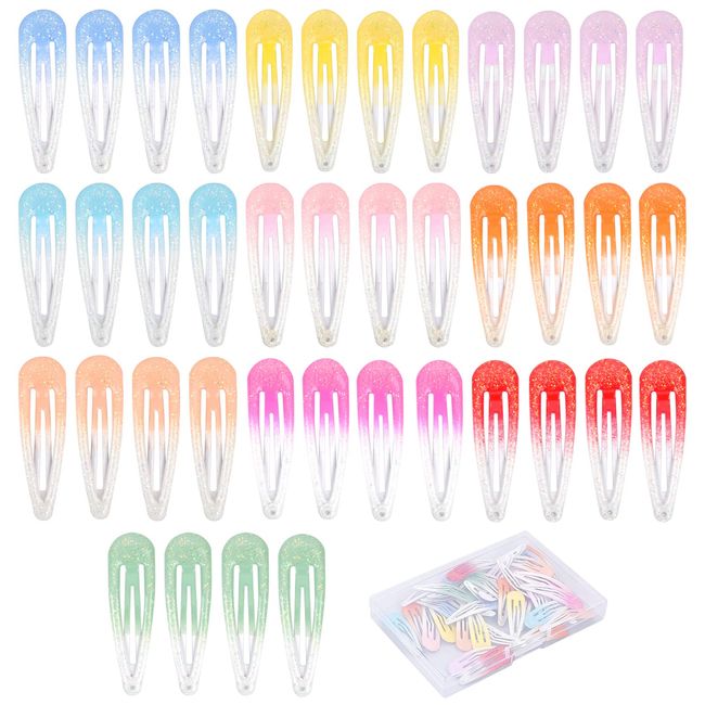 Jinlaili 40 Stück Bunte Haarspangen Mädchen, 5cm Haarspangen Kinder, Glitter Snap Haarklammern Haarschmuck, Kinder Haarklammern, Haar Clips Metall, Hairclips Haarspange für Baby Kinder Damen