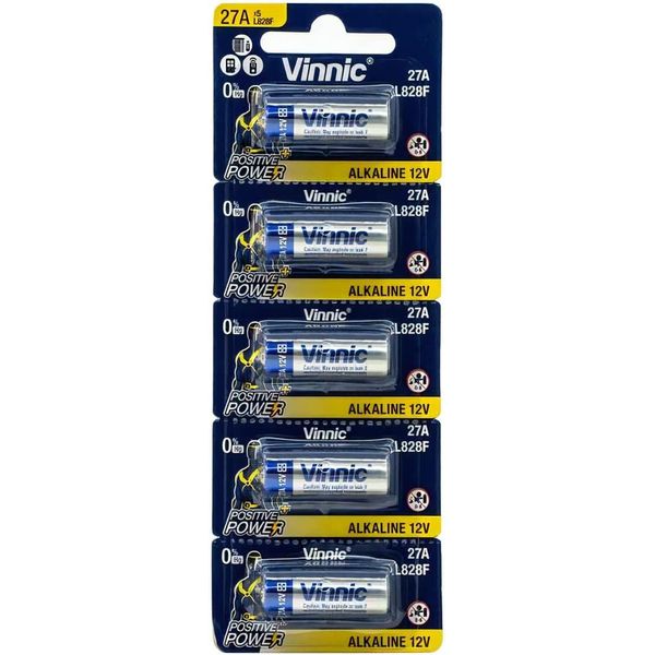 Vinnic Blister of 5 27A Alkaline 12V L828f L828f Batteries