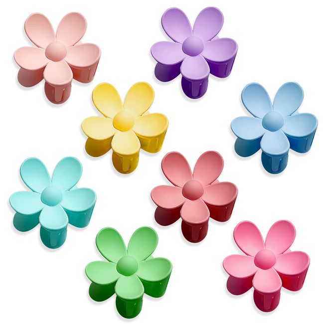 8 Stück Haarklammern Blumen-Haarspangen Gelb Blau Grün Pink Lila Rosarot Hellblau Orange Bunt Haarklammern Groß Haarspangen Damen Acryl Bunt Haarklammern Klein Haarspange Dünnes Haar Clips Für Mädchen