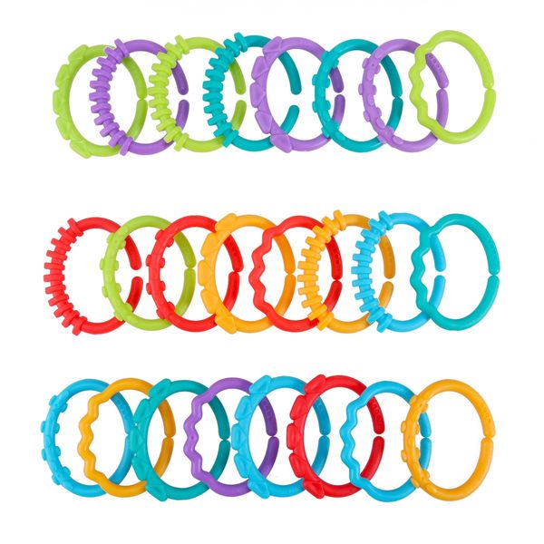 YeahiBaby 24pcs Baby Teether Ring Link Rings Toys Infant Links Rattle Strollers Crib Travel Toys