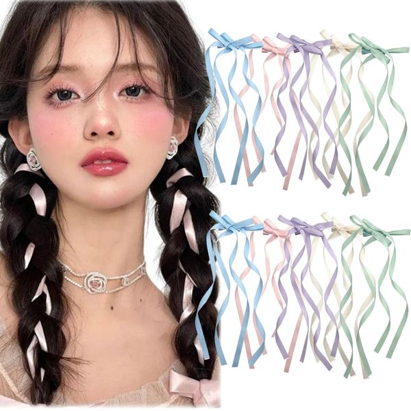 10 Stück Lange Bänder Haarschleife, Haarschleife, Schleife Haare, Haarschleifen, Haarschleife Damen, Schleifen Haare, Haarschleifen Mädchen, Hair Accessories Women, Bow Hair Clip