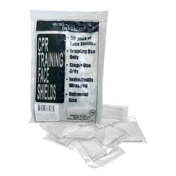 Pack of 50 CPR Training Shields, Individually Wrapped, MCRTS-50, MCR Medical