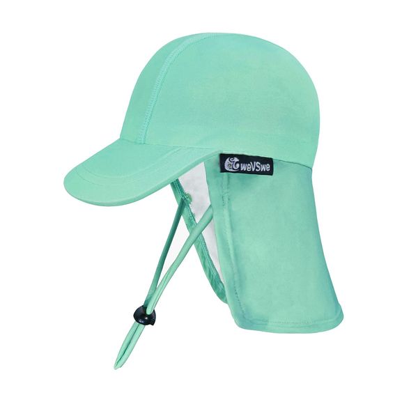 weVSwe Baby Toddler Sun Hat UPF 50+ Flap UV Protection Adjustable Chin Straps Neck Flap Swim Cap Beach Seaside Green 6-12M