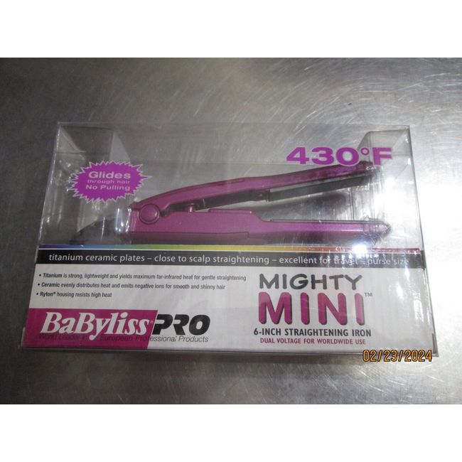 BaByliss Pro Mighty Mini 6" Straightening Iron Dual Voltage Worldwide Use