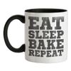 Eat Sleep Bake Repeat - 11oz - Ceramic Two-Tone Mug for Coffee/Tea - Black/White - One Size