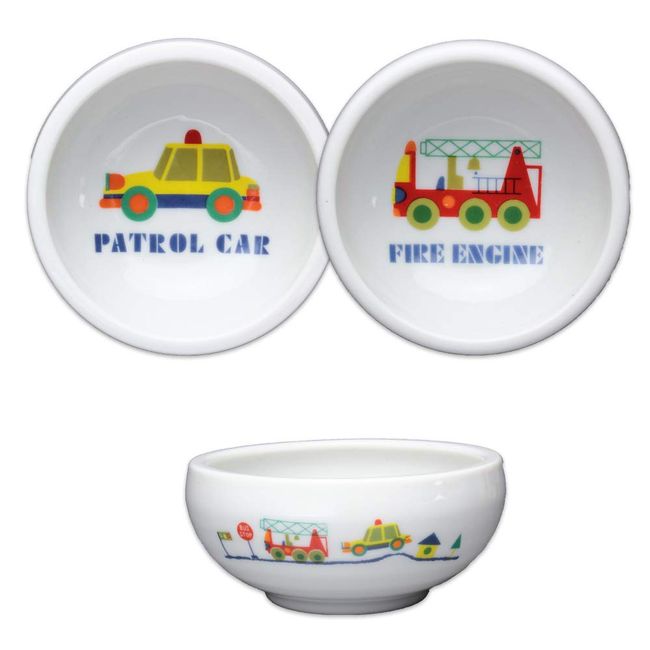 Children's Tableware Set of 2, Everyone's Love, Seaweed, Easy to Scoop, Side Dish Bowl, Diameter 3.8 inches (9.7 cm), Approx. 5.1 fl oz (150 ml), Police Car, Fire Truck, Children's Food, Dish, Bowl,