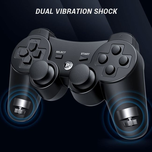 Controller 2 Pack for PS3 Wireless Controller for Sony Playstation 3,  Double Shock 3, Bluetooth, Rechargeable, Motion Sensor, 360° Analog  Joysticks