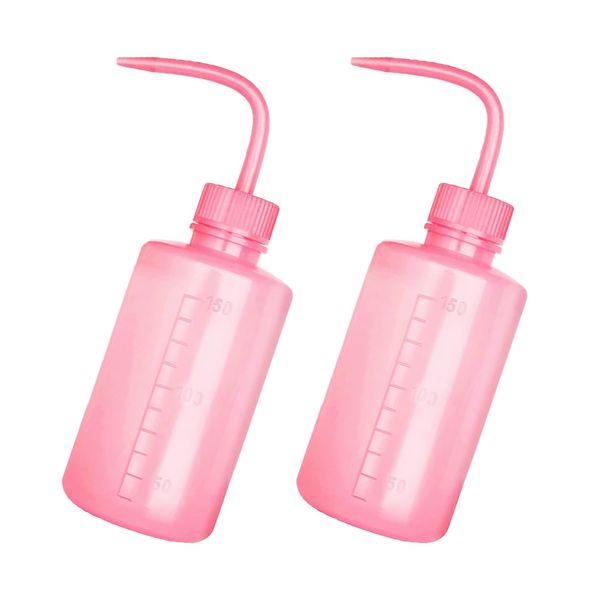 2Pcs Pink Safety Wash Bottle Tattoo Wash Bottles with Scale Labels Plastic Lab Squeeze Bottle,Safety Lab Wash Bottles with Narrow Mouth,Safety Wash Bottle Plastic Squeeze Bottles for Lab and Tattoo