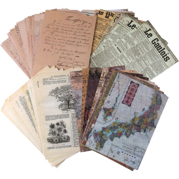 FANNAS 120 Blätter 14 x 20cm Scrapbook Papier, Vintage Scrapbook Zubehör Deko Bastelpapier, 4 Stile Scrapbooking-Paket für Scrapbook, Tagebuch, Notizbuch, DIY Kunst, Bullet Journal