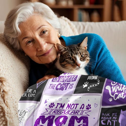 Jnufoju Cat Mom Gifts for Women, Cat Gifts for Cat Lovers, Cat Lover Gift for Women Girls, Crazy Cat Lady Gifts for Women, Gift for Cat Lover for Birthday, Cat Owner Gifts Throw Blankets 60" x 50"