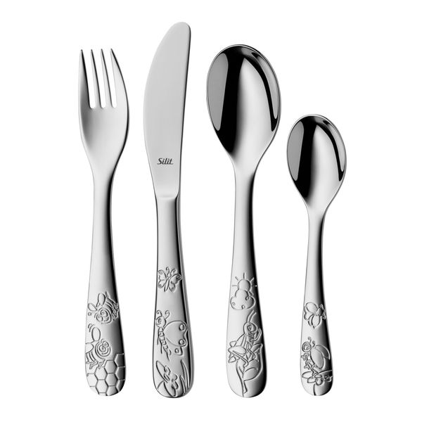 Silit Trend Children's Bed Set 4 Pieces Children's Cutlery Stainless Steel Children's Cutlery from 3 Years Polished Cromargan Universal Packaging