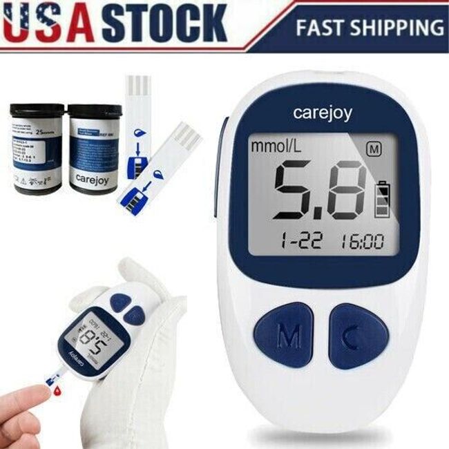 Carejoy Electronic Glucometer Blood Glucose Diabetes Monitor +50 Strips&Lancets