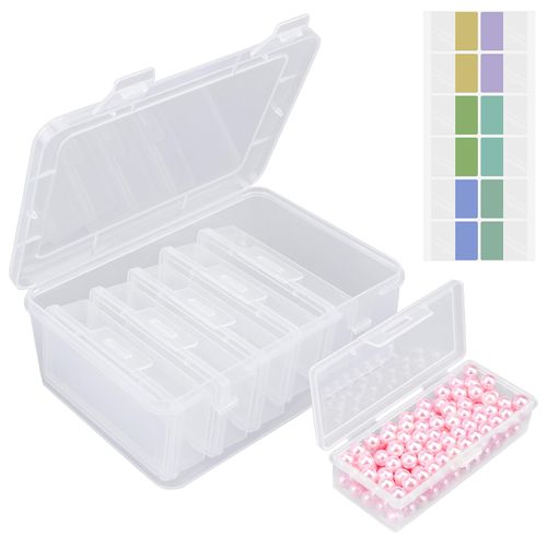Cosics Bead Organizers and Storage, Clear Plastic Bead Storage Containers with Lid, 6 Mini Rectangles Boxes for DIY Jewelry, Bracelet Making, Stickers, False Nails, Screws, Seeds
