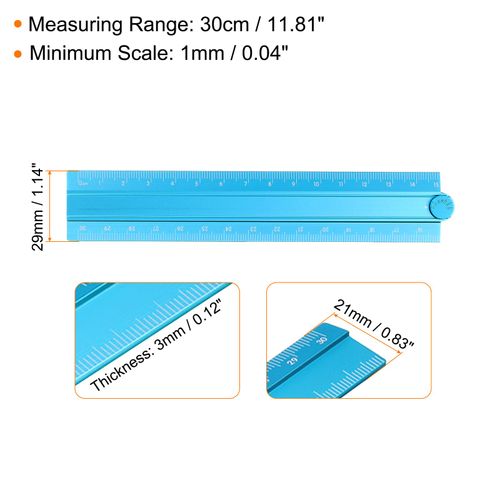 HARFINGTON 2pcs Folding Straight Ruler 30cm Metric Aluminum Alloy Protractor Foldable Angle Ruler Geometric Measure Tool with Angle Line for Architect Artist Office, Peacock Blue/Light Pink