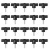 HARFINGTON 20pcs Wing Knobs M5 x 20mm Male Thread Plastic Tee Stud Knobs T Threaded Handles Hand Clamping Tightening Thumb Screws Thumbscrew, Black