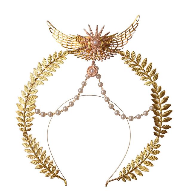 Gothic Crown Halo Crown Sunburst Zip Tie Headband Feather Crown Gold Halo Headband (Gold with Sunburst)