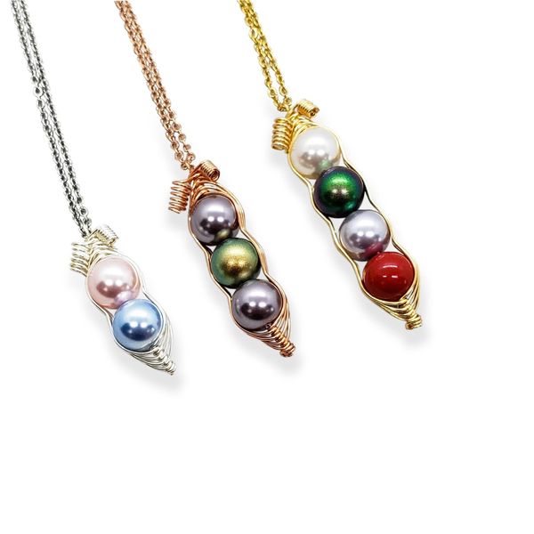 Customize Swarovski Birthstone Pearl Peapod Necklace, Peas in a Pod Necklace, Mom Necklace, Grandma Necklace, Family Necklace, Mother Gife, Grandma Gift, Best Friend Gift, Multicolor Available