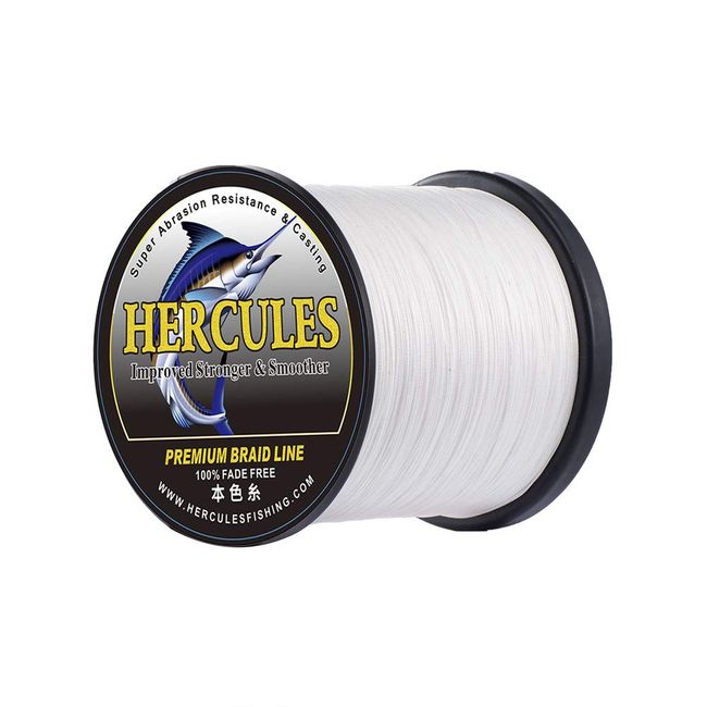 HERCULES Fade-Resistant Braided PE Fishing Line, 4 Strands, Strong, Sensitive, Long Casts, Near Circular, High Performance, 328 yd (300 m), #3 (30 lb (13.6 kg), Diameter 0.011 in. (0.28 mm)) White