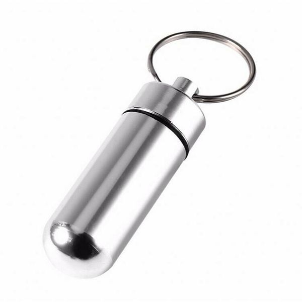 Pill Holder Keychain Waterproof Case Container Bottle Medicine Stainless Steel