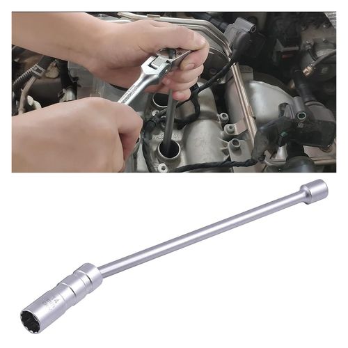 JOYCOURT 14mm Magnetic Swivel Spark Plug Socket, Thin Wall 3/8 Inch Drive x 12" Extension 12-Point Standard Spark Plug Socket Removal Tool 360-degree Rotation, Suitable for Most Car Models