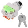 Key Switch 2 Position Key Operated Rotary Switch Mount Key Lock Rotary Select Selector 22mm with Strong Insulation Performance