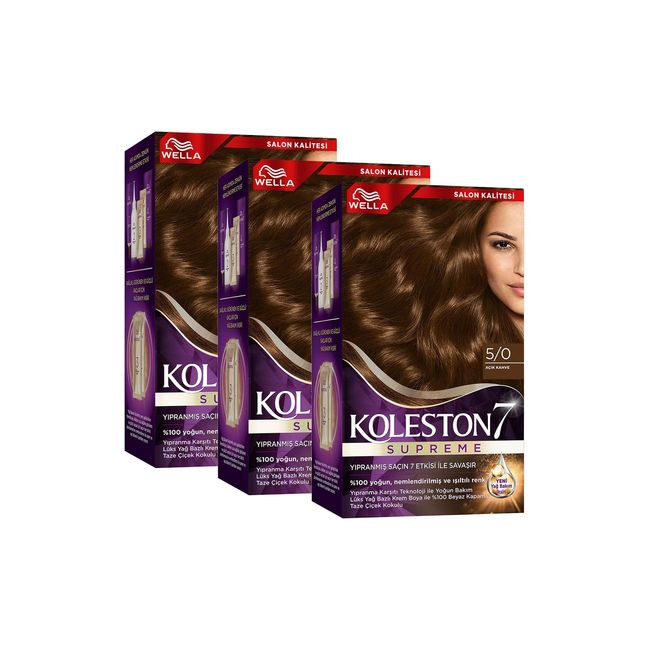 Wella Koleston Supreme Saç Boyası 5/0 Açık Kahve x3'li Set