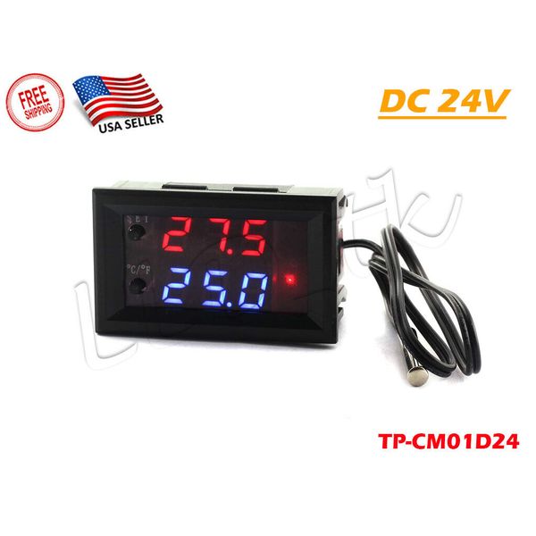 24V Digital LED Microcomputer Thermostat Controller Switch Temperature Sensor