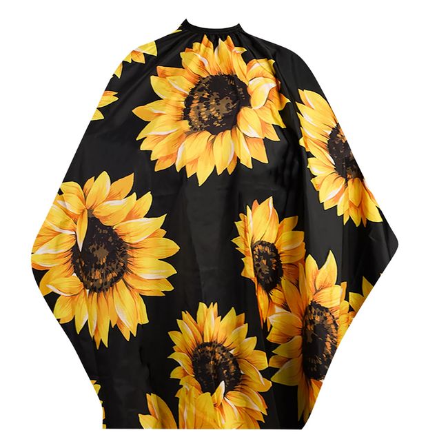 Sunflowers Black Waterproof Haircut Cape for Adults & Kids Professional Barber Cape with Adjustable Snap Closure 51"x55"